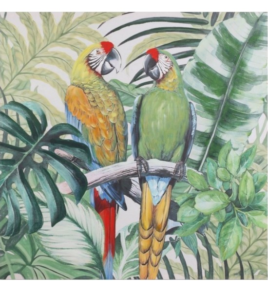Tableau sur toile Couple de perruche perroquets sur le nid 