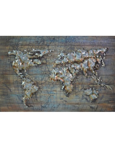 TABLEAU METAL relief - MAPPEMONDE