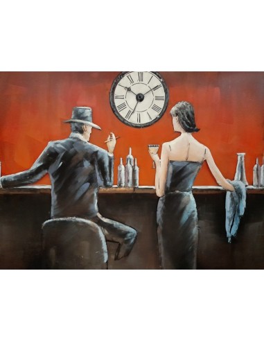 TABLEAU METAL relief - COUPLE AU BAR...