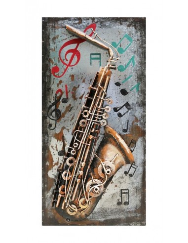 TABLEAU METAL SAXO EN FETE relief